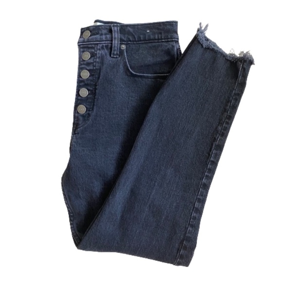 Abercrombie & Fitch Denim - Abercrombie & Fitch The Skinny High Rise Black Jean w/ Button Fly and Raw Hem